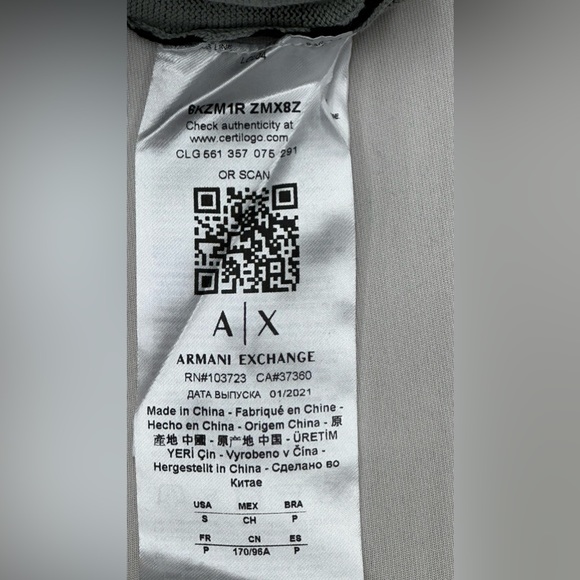 Armani Exchange crew neck black grey sweatshirt style:6KZM1R ZMX8Z COLOUR:2208 - Picture 5 of 5